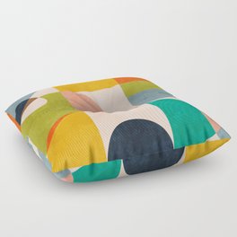 mid century abstract shapes spring I Floor Pillow