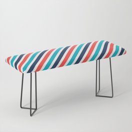 Diagonal Stripes In Blue Red White Nautical Theme Style Bench