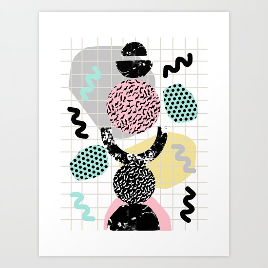 Righteous - abstract minimal throwback retro memphis style art decor wacka design Art Print