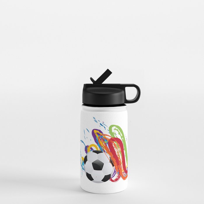 Soccer Ball with Brush Strokes Water Bottle by AnnArtshock