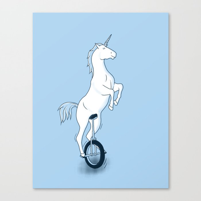 Unicorn on a unicycle - blue Canvas Print