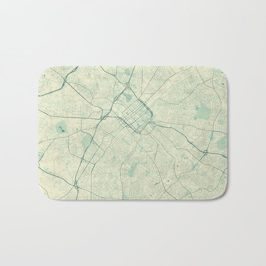 Charlotte Map Blue Vintage Bath Mat
