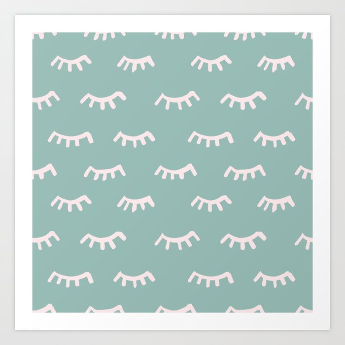 Mint Sleeping Eyes Of Wisdom - Pattern - Mix & Match With Simplicity Of Life Art Print