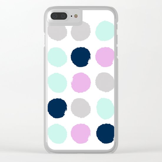 Minimal painted dots pattern bright happy gender neutral colors Clear iPhone Case