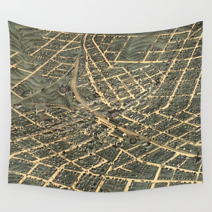 Vintage Pictorial Map of Atlanta (1871) Wall Tapestry by BravuraMedia  Society6