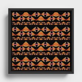 Polynesian Neo Tribal Ocean Fins Woven Pattern Framed Canvas