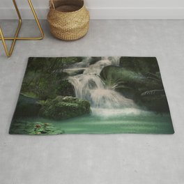 fantasy lake waterfall Art Area & Throw Rug