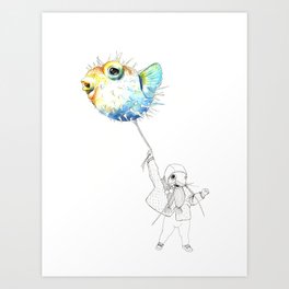 Pufferfish - Puffed up Art Print
