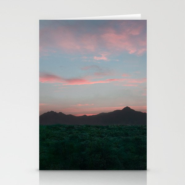 Mexico Photography - Beautiful Pink Sunset Over The Mountains Stationery Cards