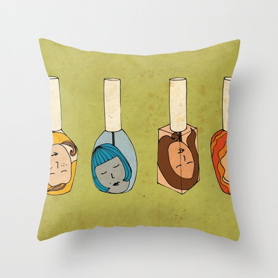 Some Girls Living In A Nailpolish Throw Pillow