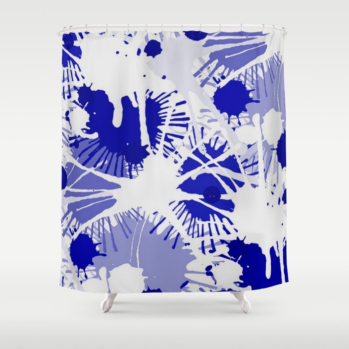 Paint Splash White Periwinkle Blue Shower Curtain