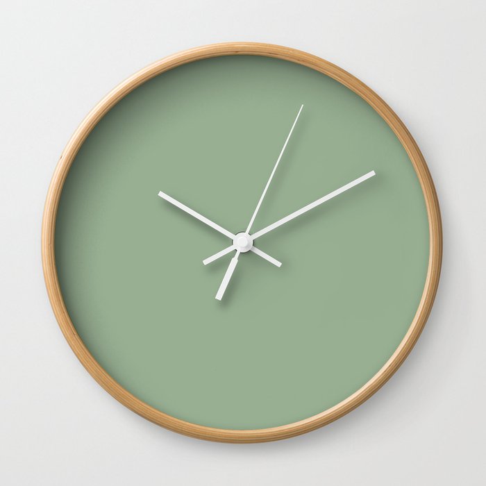 Light Sage Green Solid Color Pairs To Sherwin Williams Nurture Green SW 6451 Wall Clock