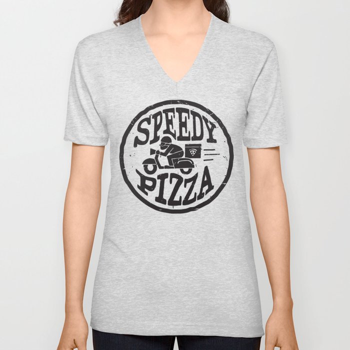 Speedy Pizza V Neck T Shirt