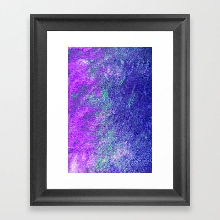 Cosmic Abstract Painting with Purple Teal and Blue Framed Art Print