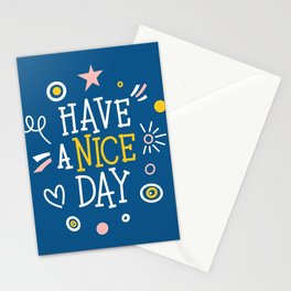 Hand drawn colourful lettering "Have a nice day". Stylish font typography. Stationery Card