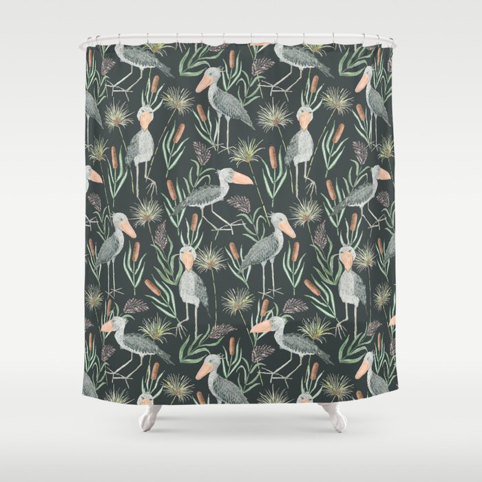 The Magnificent Shoebill Pattern Shower Curtain