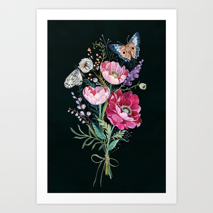 Butterfly Floral Bouquet Art Print