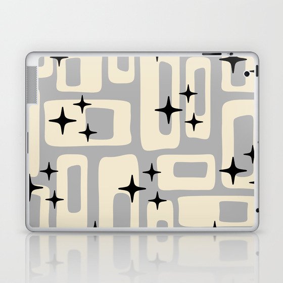 Retro Mid Century Modern Abstract Pattern 576 Gray Black Laptop & iPad Skin