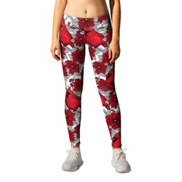 Cardinals in winter branches and Christmas decoration Leggings