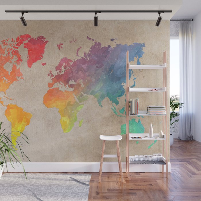 World Map Maps Map Maps World Wall Mural By Jbjart Society6