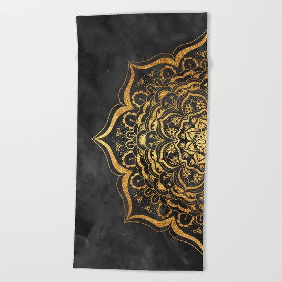 Gold Mandala Beach Towel