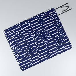 Spots and Stripes 2 - Blue and White Picnic Blanket