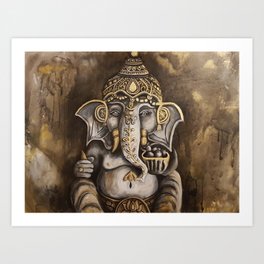 Golden Ganesha Art Print