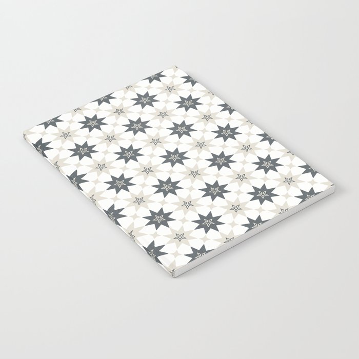Gray Medina Morocco tile pattern. Digital Illustration background Notebook