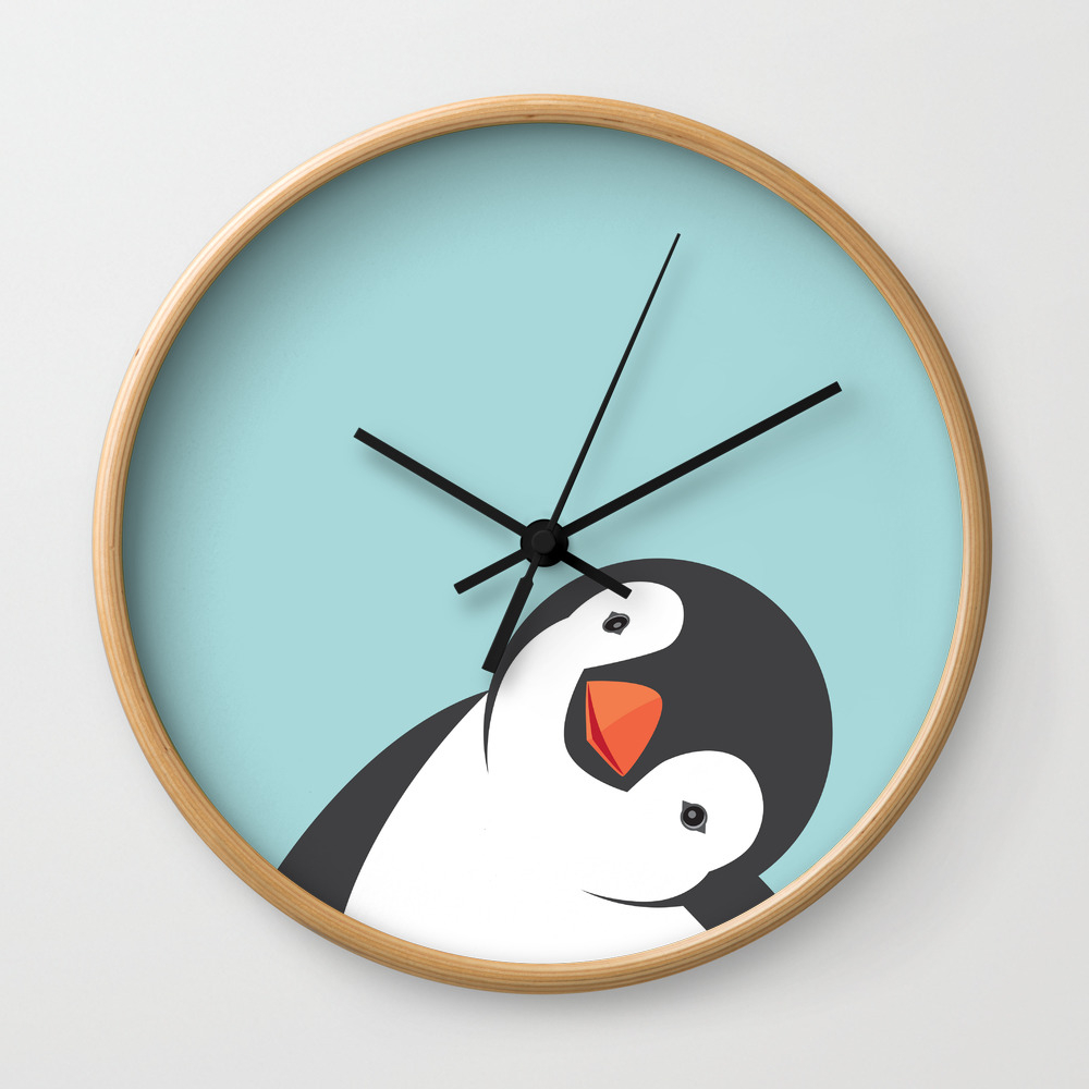 show original title Details about   Wall Clock On Glass Penguins Winter Snow 12 shapes it 2893 