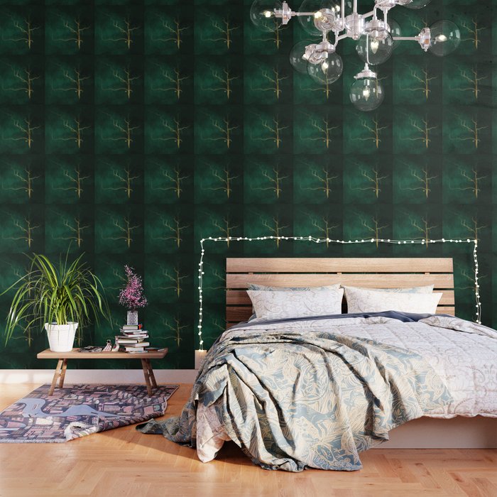 Kintsugi Emerald Green Gold Kintsugi Japan Marble Watercolor Abstract Wallpaper By Irikirova Society6