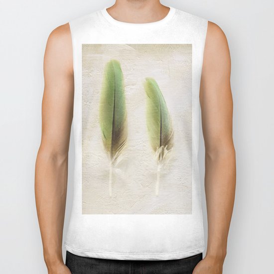 Green Feathers Biker Tank