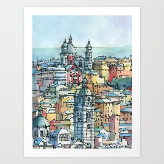 Perspective of Genoa, Italy Art Print