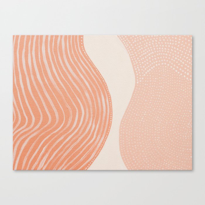 mid century modern - lines, shapes dots - orange peach beige tones - abstract art Canvas Print
