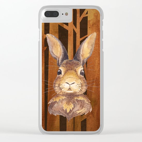 Rabbit in the forest- abstract animal hare watercolor illustration Clear iPhone Case