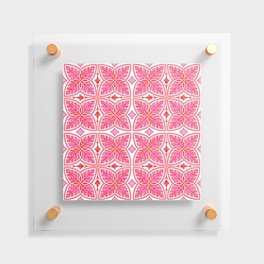 Pink and White Retro Tropical Monstera Leaves Floating Acrylic Print