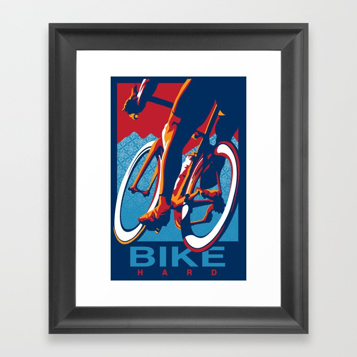 Bike Hard Retro Cycling Print Framed Art Print