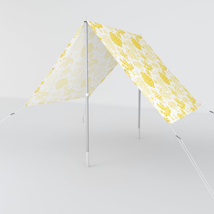 Yellow Coral Silhouette Pattern Sun Shade
