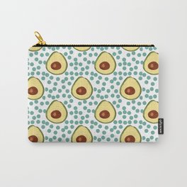 Cute Teal Blue And Yellow Avocado Polka Dot Pattern Carry-All Pouch