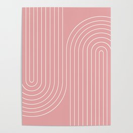 Minimal Line Curvature X Pink Mid Century Modern Arch Abstract Poster