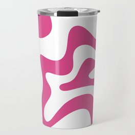 Retro Liquid Swirl Abstract Pattern in Preppy Hot Pink Travel Mug