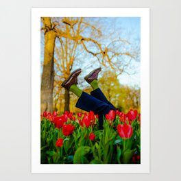 Pushing Tulips  Art Print
