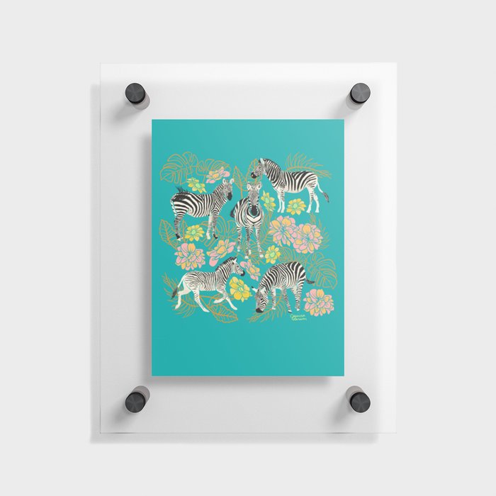 Zebras Among Flowers - Tropical Palette Floating Acrylic Print
