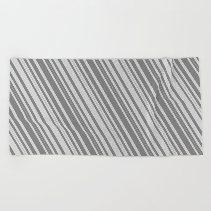 Grey & Light Gray Colored Stripes/Lines Pattern Beach Towel