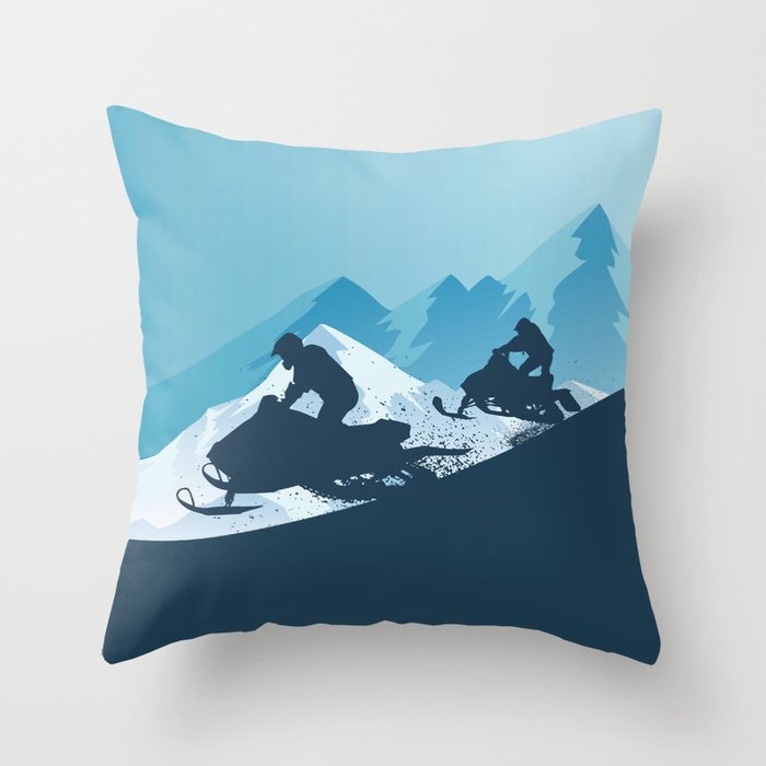 Snowmobile • Winter Sport Throw Pillow