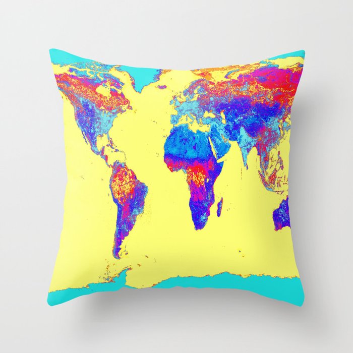 world mAP Colorful Throw Pillow