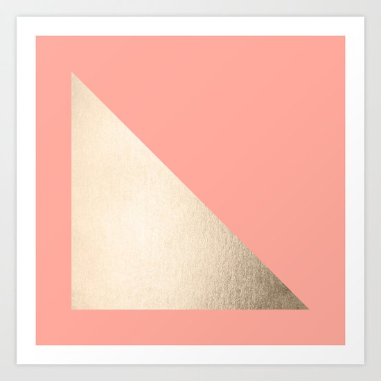 Simply Shadow in White Gold Sands on Salmon Pink Art Print