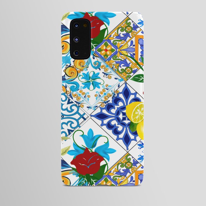 Tiles,mosaic,azulejo,quilt,Portuguese,majolica,lemons,citrus. Android Case