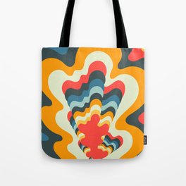 Exotic Flower Plant Blossoming With Swirling Color Waves In Vintage 50s & 60s Color Palette Tote Bag