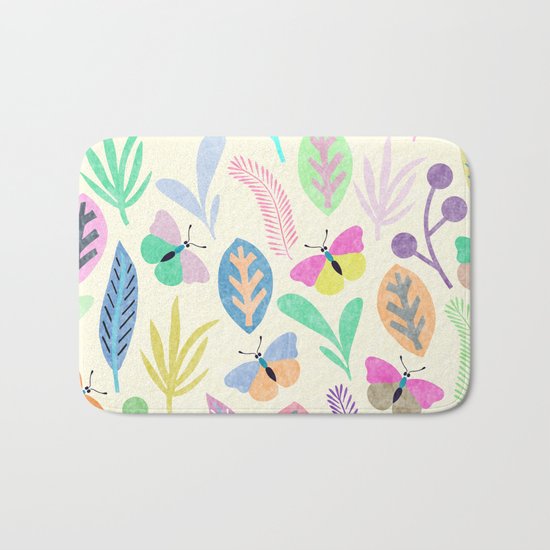 Flower and Butterfly II Bath Mat