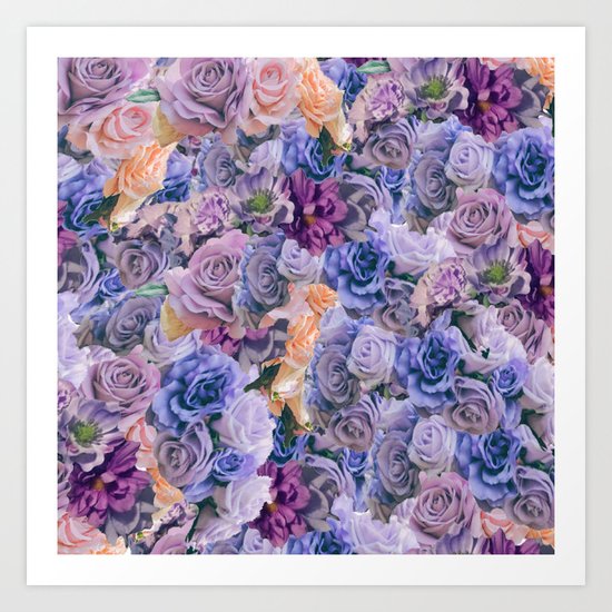 purple flowers pattern Art Print